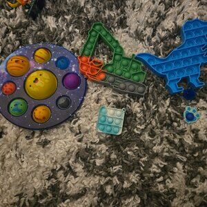 Fidget Toy Bundle - Solar System Dimpl, T-Rex & Excavator Pop Its